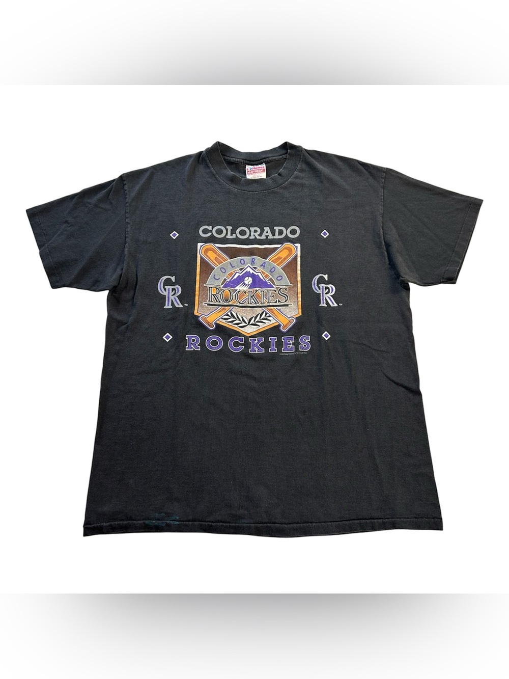 VTG 1991 Colorado Rockies T- Shirt XL Single Stitch Hanes Heavyweight MLB Logo